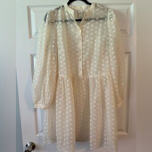 Charming Cream Polka Dot Shirt Dress